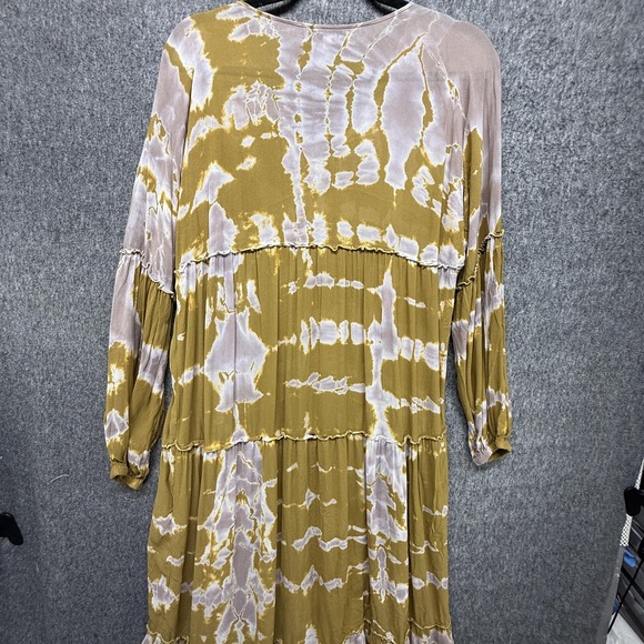 Young Fabulous & Broke Dress Womens XS Olive Lavender Tie Dye Boho Tiered Maxi - Picture 10 of 12